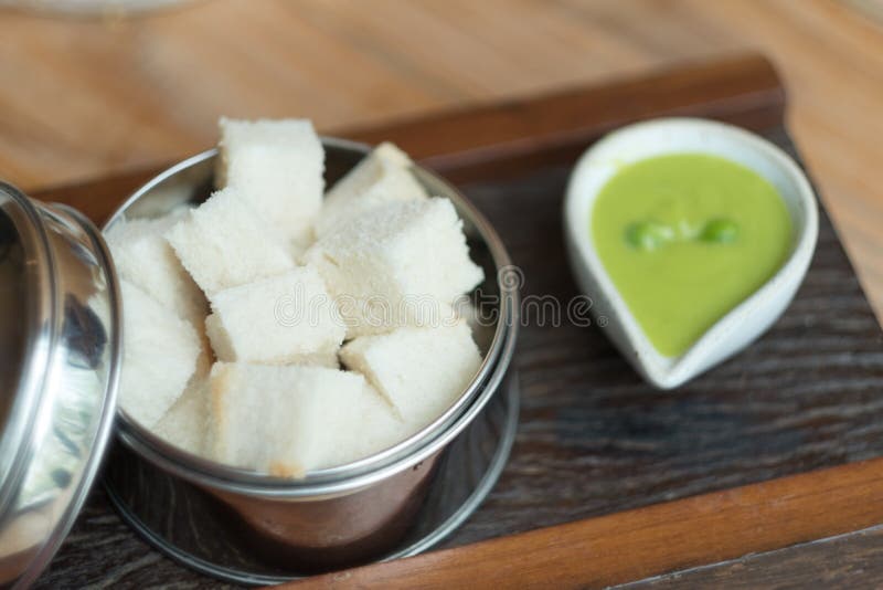 Green Pandan Custard Slice of Bread, Top View Stock Photo Image of
