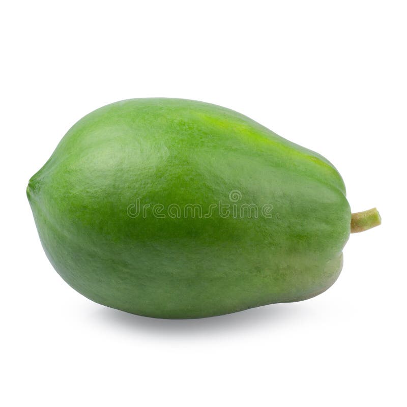Green Papaya Isolated on a White Background Stock Photo - Image of