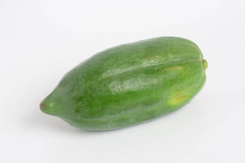 Green Papaya on White Background Stock Image - Image of leaves, crop