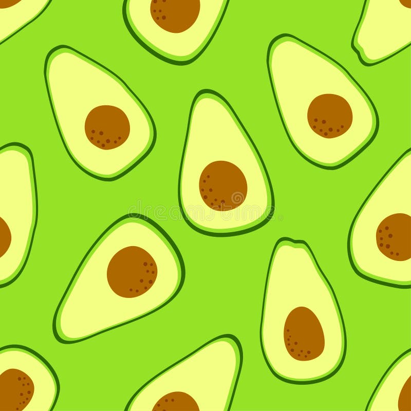 Green Pattern with Avocado Drawn on Green Background. Keto Diet Wallpaper. Food Design. Simple Flat Cartoons Style Stock Vector - Illustration of modern, scrapbooking: 173821162