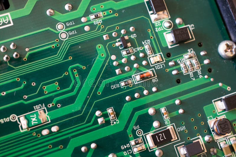 Green PCB close up. stock photo. Image of micro, circuit 105848550
