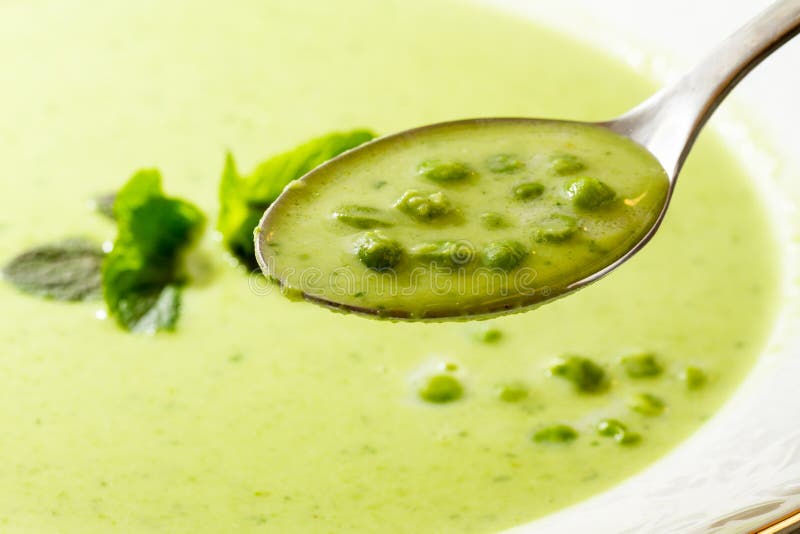 Green Pea Soup with Mint stock photo. Image of lunch 67937424