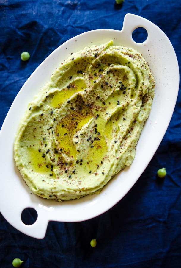 Green Peas and Chickpeas Hummus Stock Image Image of zataar, pureed