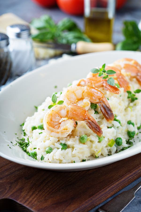 Green Peas Risotto with Shrimp Stock Image Image of prawn, parsley