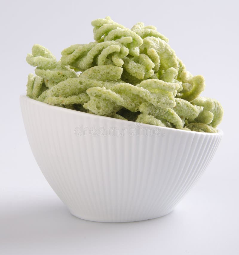 Green Peas Snack Junk Food White Bawl Stock Photos - Free & Royalty