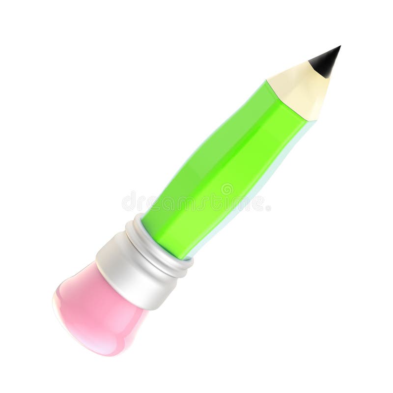 Green Pencil with an Pink Eraser Isolated Stock Illustration
