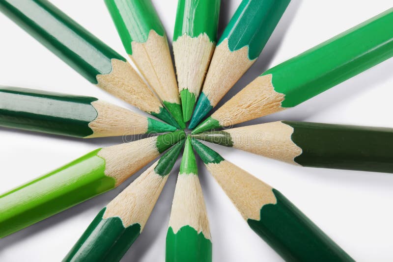 Green Pencils Of Different Shades Stock Photo Image of popular, green
