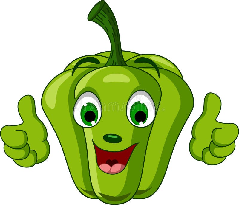 Green Pepper Character giving thumbs up vector illustration