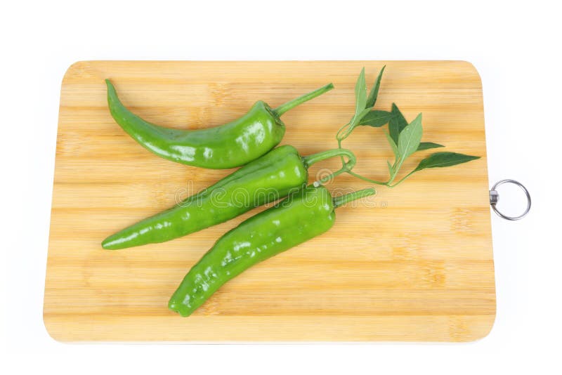 Green Pepper on Cutting Board Stock Image Image of flavour
