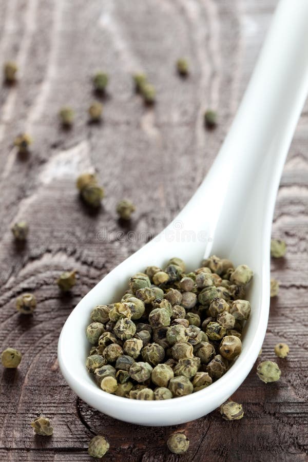 Green pepper on spoon