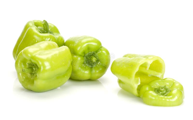 Green peppers on white