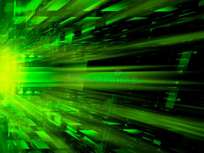 Green Perspective Background with Light Effects 3d Illustration Stock