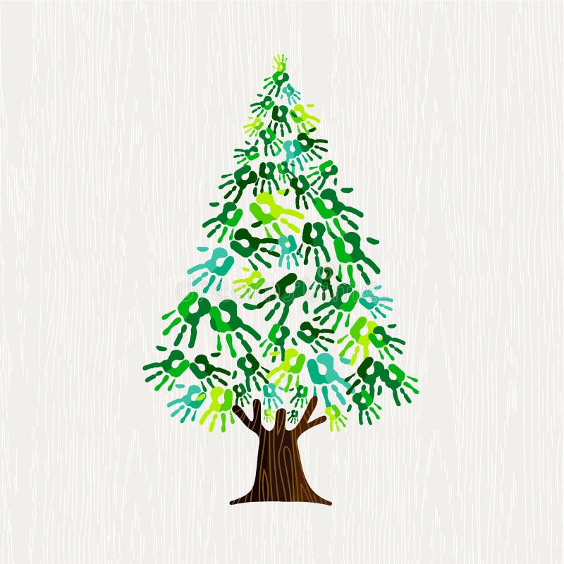Go Green Hands Collaborative Tree Stock Vector - Illustration of green ...