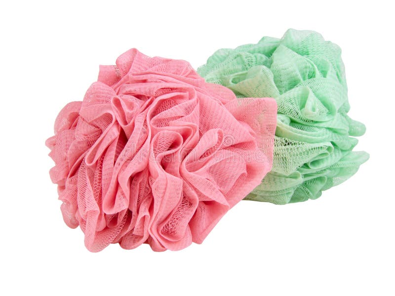 Shower Puff Sponge Soft Fluffy for Bath Isolated on the White