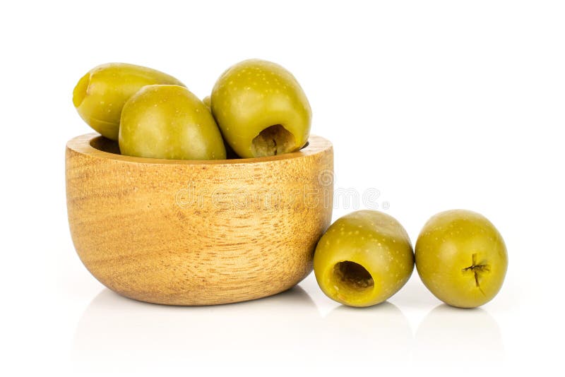 Green Pitted Olive Fruit Isolated on White Stock Image Image of