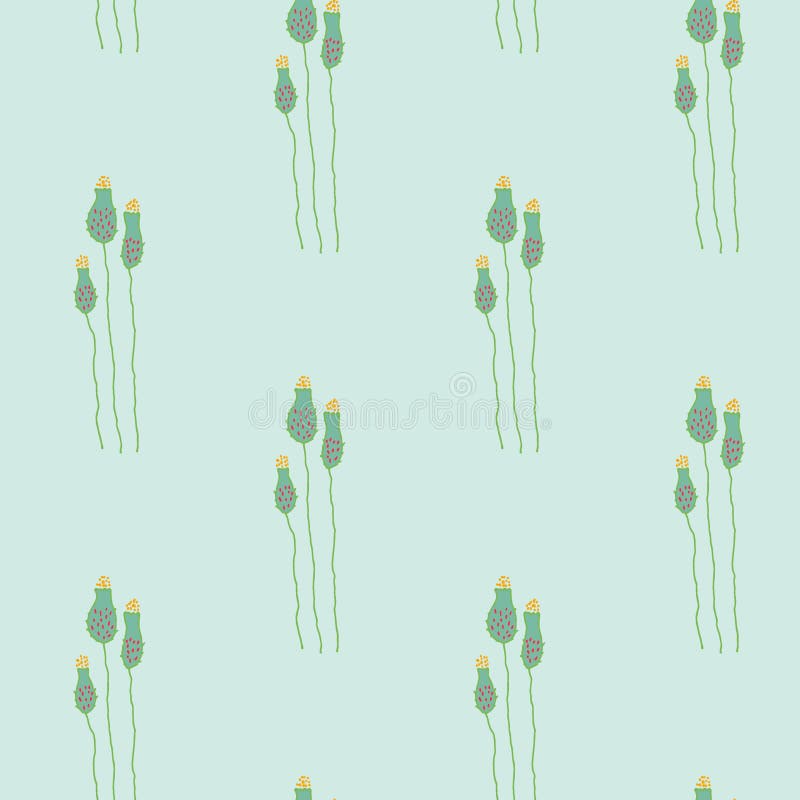 Green Plants in Doodle Style on a Green Background Stock Vector