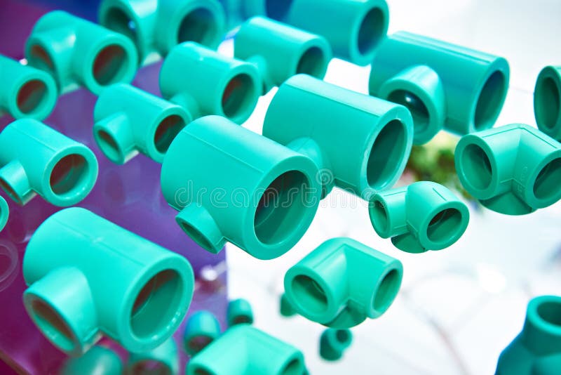 Green Plastic Fittings for Plumbing in Shop Stock Photo Image of store, repair 111082298