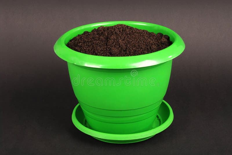Green Plastic Flower Pots stock image. Image of flower 146416611