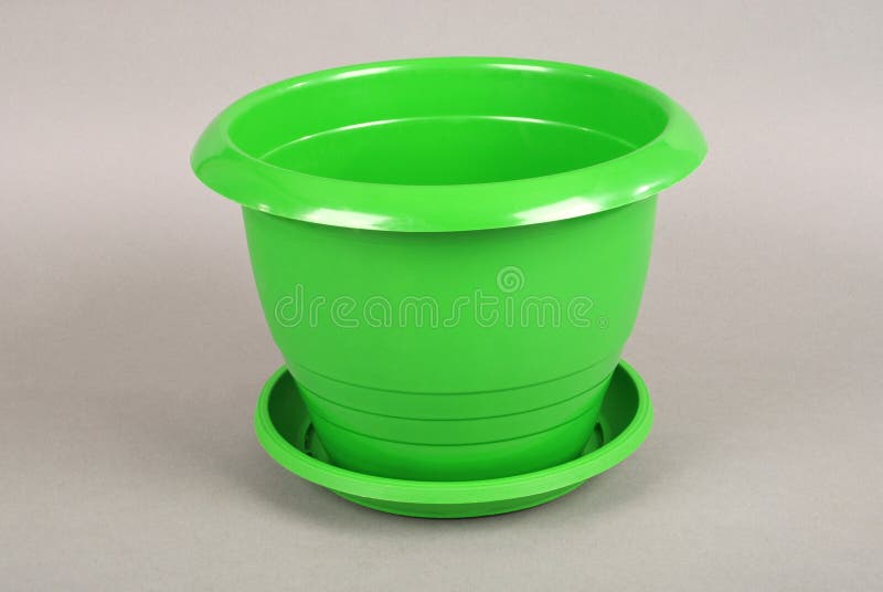 Green Plastic Flower Pots stock image. Image of flower 146416611