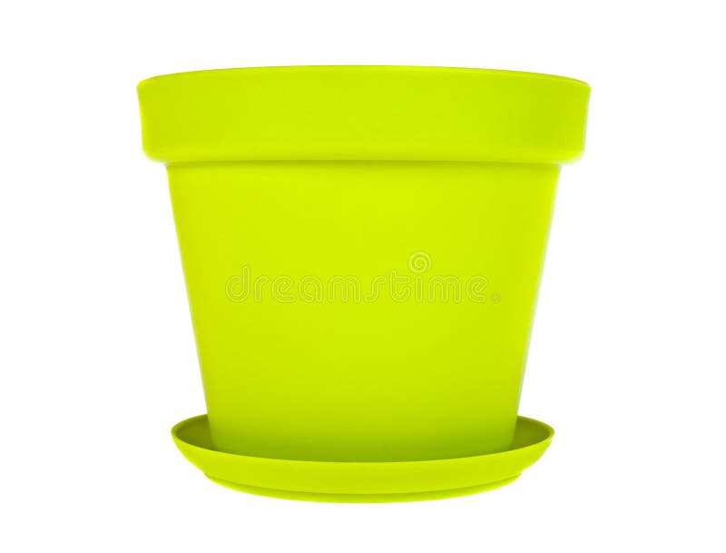 Green Plastic Flower Pots on White Background Stock Image Image of close, material 167639323