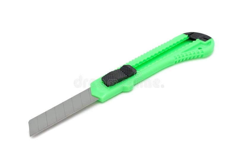 Green Plastic Utility Knife, Isolated Stock Image Image of office