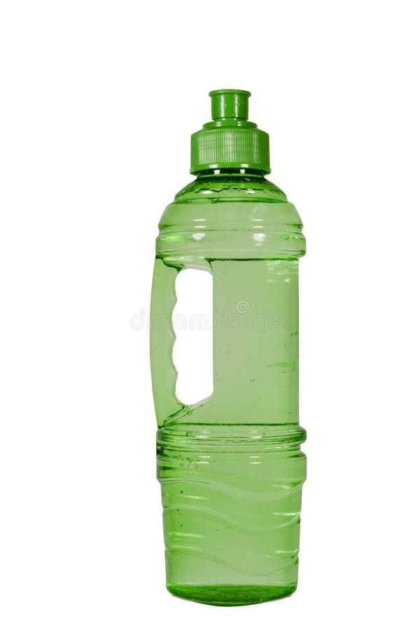 Green plastic water bottle