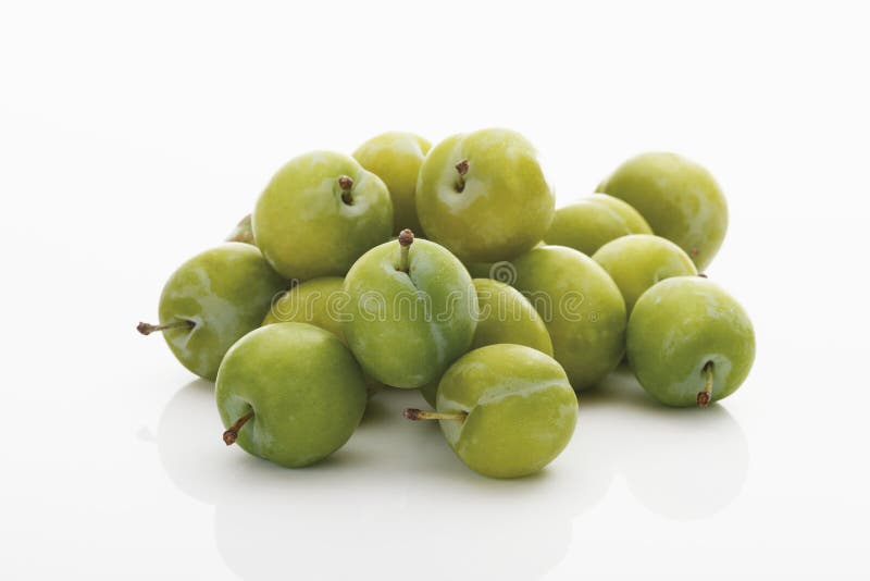 Green plums stock image. Image of fruit, sliced, plum 50491373
