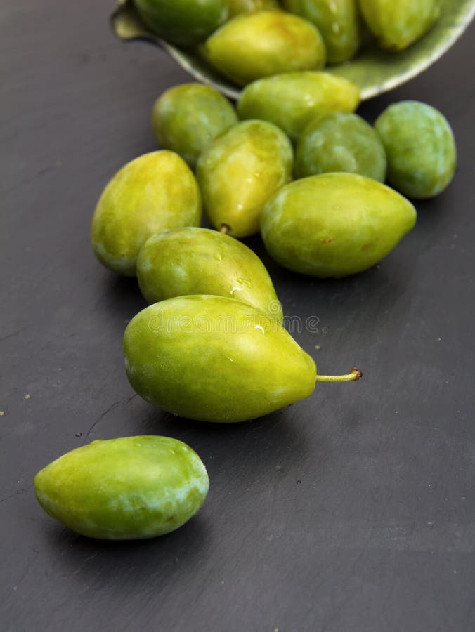 Green plums stock photo. Image of calories, flat, greengage 58412380