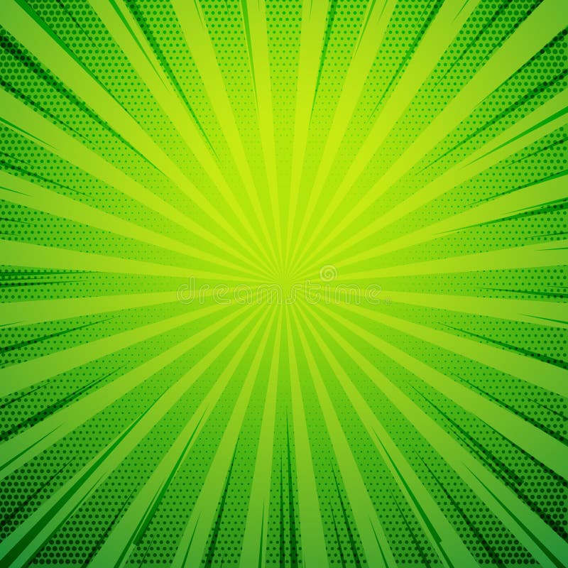 Green Pop Art Comic Book Style Retro Background with Exploding R Stock  Vector - Illustration of effect, rays: 102077238