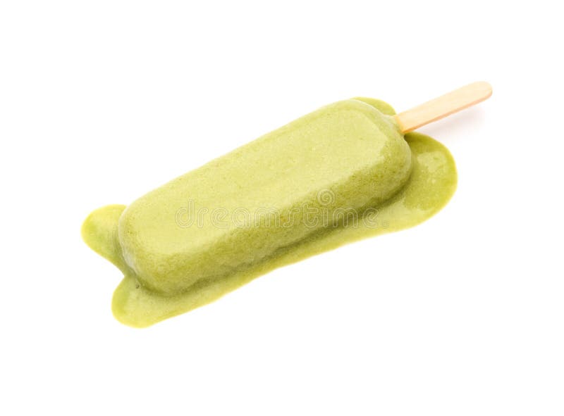 Green Popsicle Melting On White Background Stock Image Image of flavored, melting 57048085