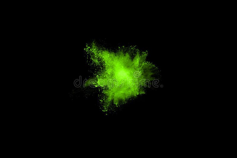 Green Powder Explosion On Black Background. Stock Image Image of