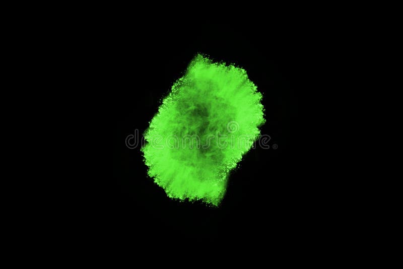 Green Powder Explosion on Black Background. Stock Photo Image of