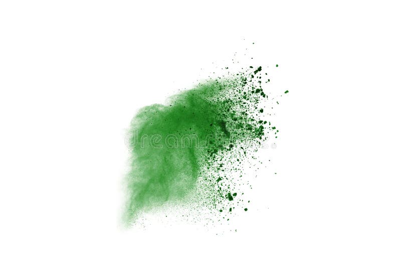 Green Powder Explosion Isolated on White Background Stock Image Image