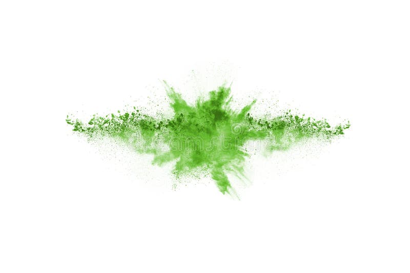 Green powder explosion on white background. royalty free stock images