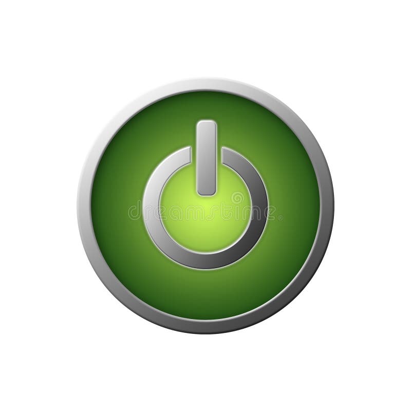 Green Power Button Isolated on White Background 3D Illustration. Design ...