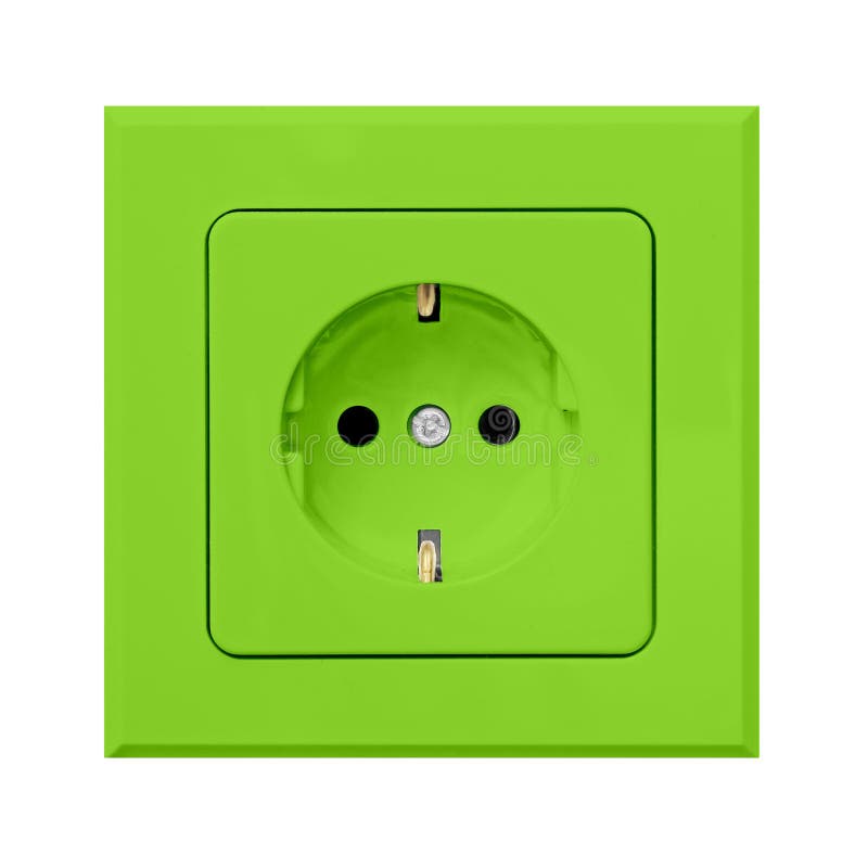 Green power outlet stock photo
