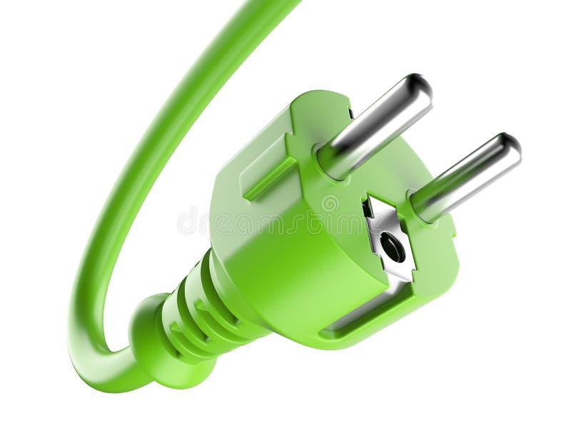Green power plug. Eco concept stock images