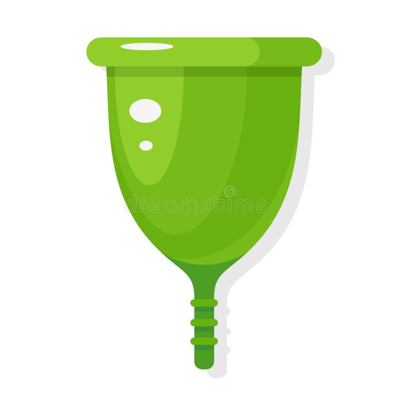Green protective menstrual cup flat icon. Feminine personal hygiene silicone product for menses. royalty free illustration