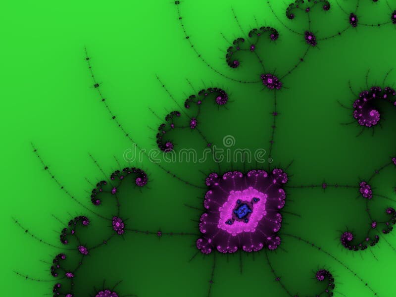 Green and Purple abstract fractal stock illustration