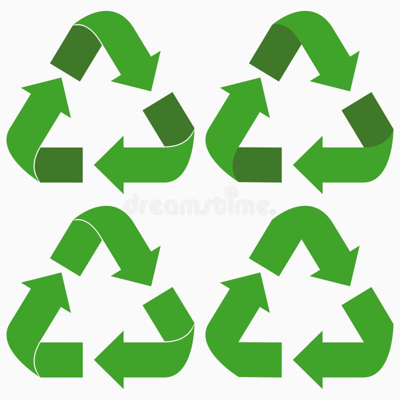 Green recycle arrows set. Vector. stock illustration