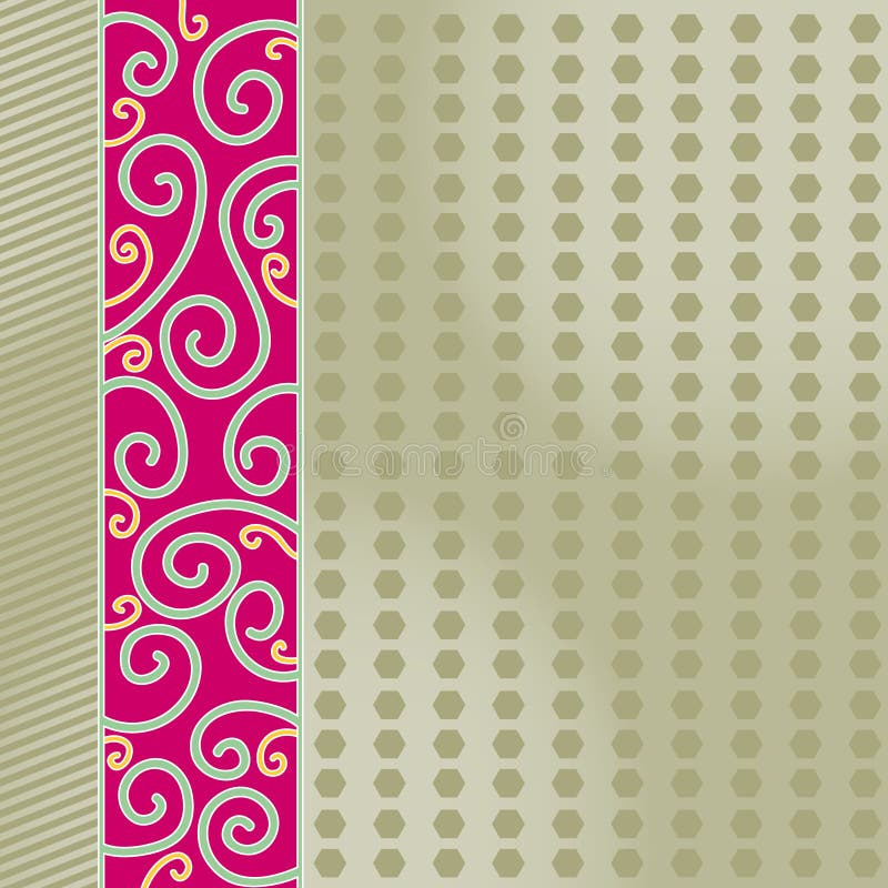 Green and red background with curls and stripes vector illustration