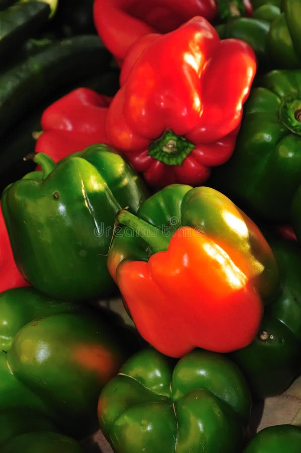 Green and red bell peppers