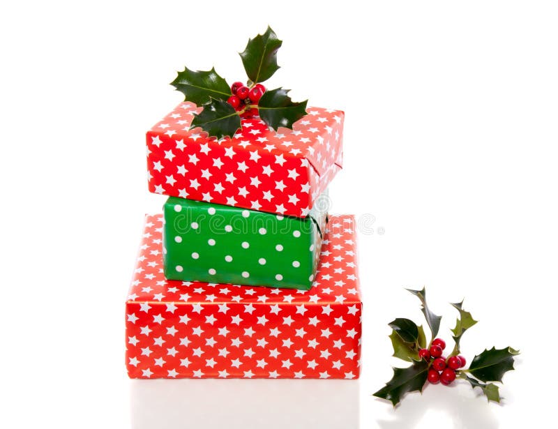 Green and red christmas gifts