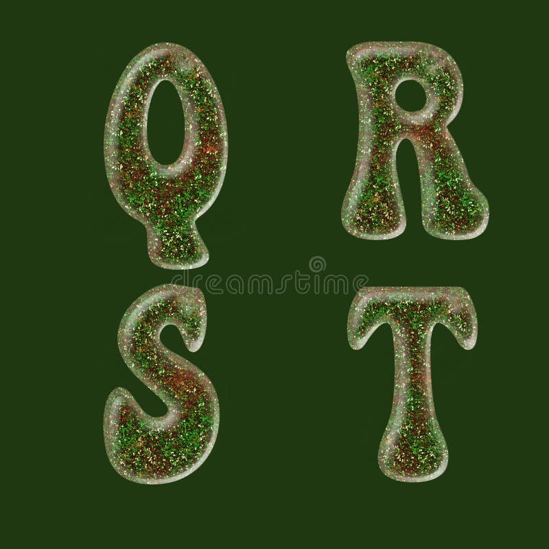 https://thumbs.dreamstime.com/b/green-red-glitter-capital-letter-alphabet-letters-q-t-d-rendering-218064494.jpg
