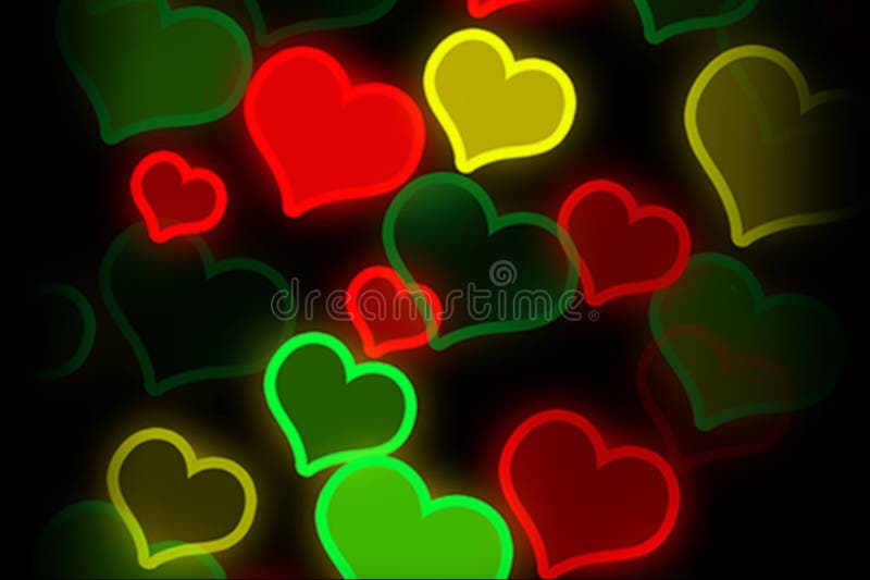 Green and Red Heart Light on Black Background. Stock Photo - Image of black,  light: 160629354