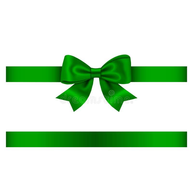 Green Bow and Ribbon with Gold Edging Stock Vector Illustration of