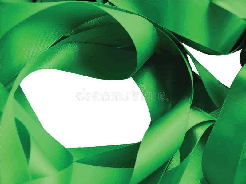 Green Ribbon Over White Background, Design Element Stock Vector
