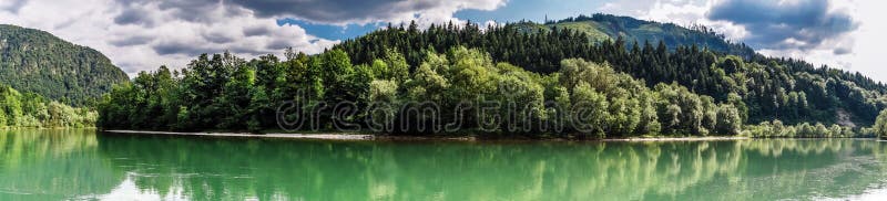 Green river in alpine austrian mountains