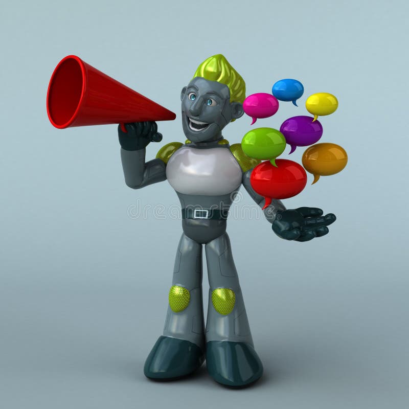 Green Robot 3D Illustration Stock Illustration Illustration of