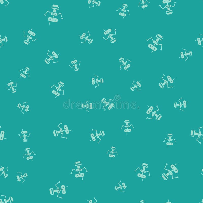 Green Robot icon isolated seamless pattern on green background. Vector Illustration. vector illustration
